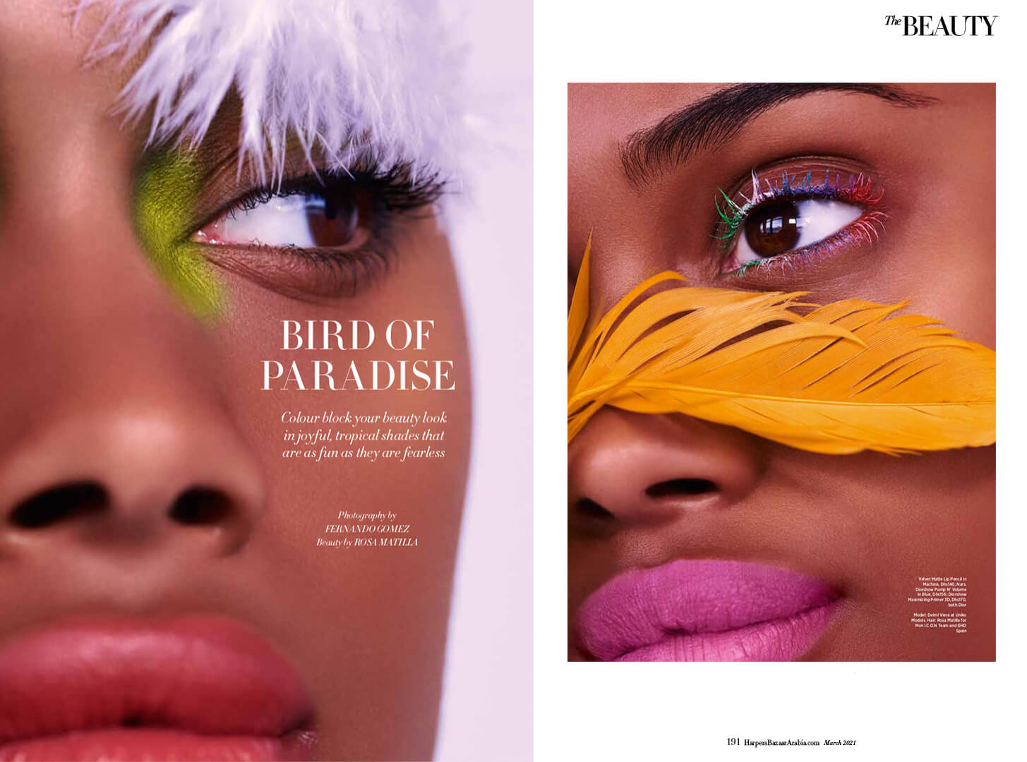 DELMI VIEIRA new beauty editorial for Harper's Bazaar Arabia